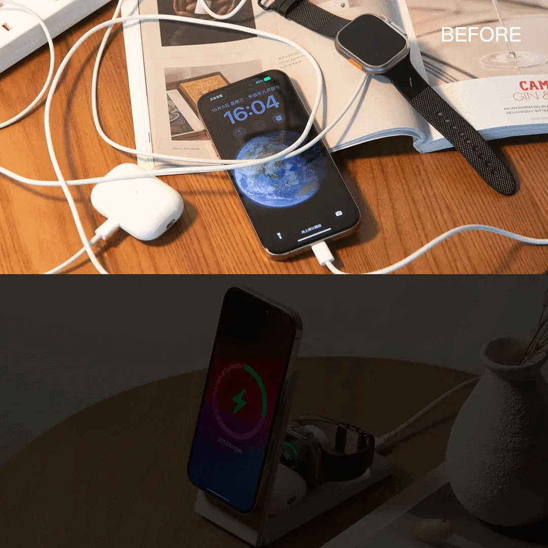 Dock sạc không dây Native Union Rise 3-in-1 Magnetic Wireless Charger