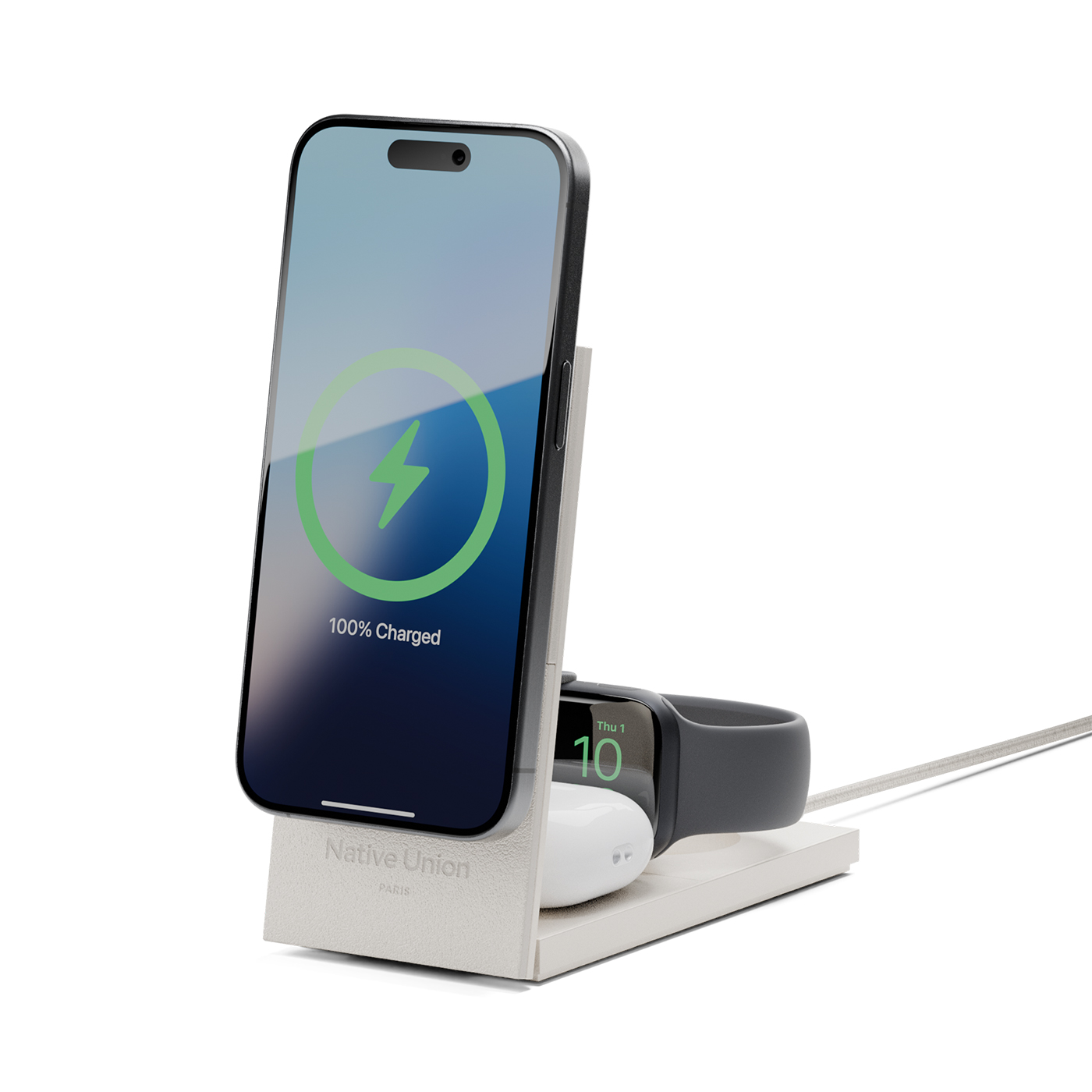 Native Union Rise 3-in-1 Qi2 Magnetic Wireless Charger Sandstone