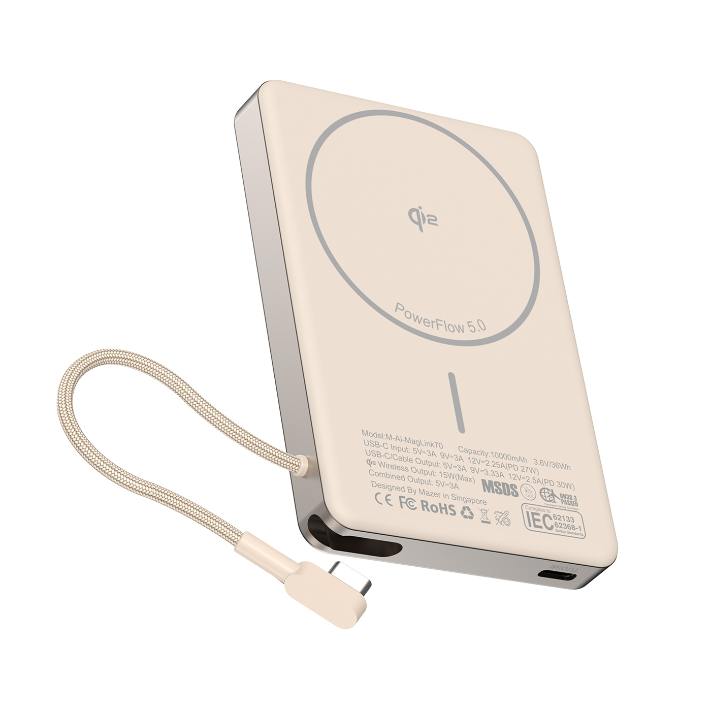 Pin sạc Mazer MagLink70 Desert Titanium