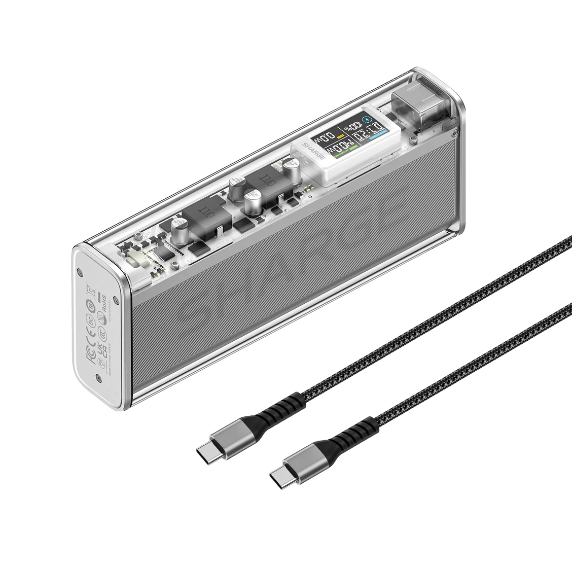 Pin trong suốt Shargeek 140 Silver